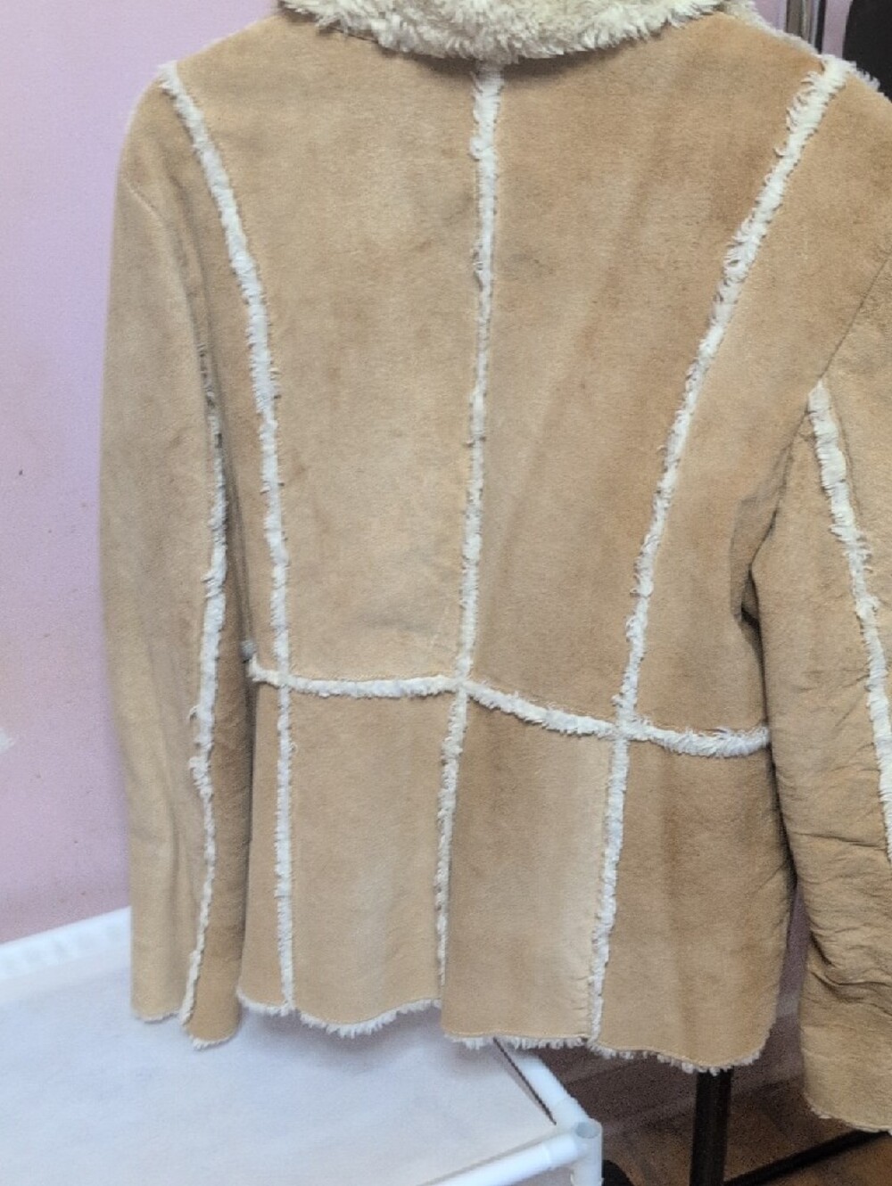 SONOMA Tan Suede Teddy Jacket with Cream Faux Shearling - Picture 5 of 10